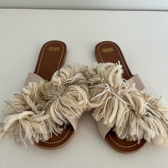 Frances Valentine Shoes - Francs Valentine Tan and Gold Fringe Sandals